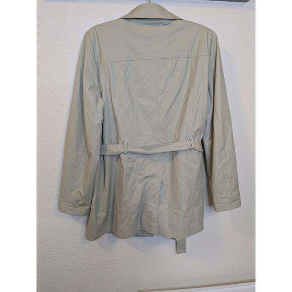 Vintage GIACCA Women's Size Large Y2K Short Beige Closet Staple Trench Coat - Picture 7 of 8